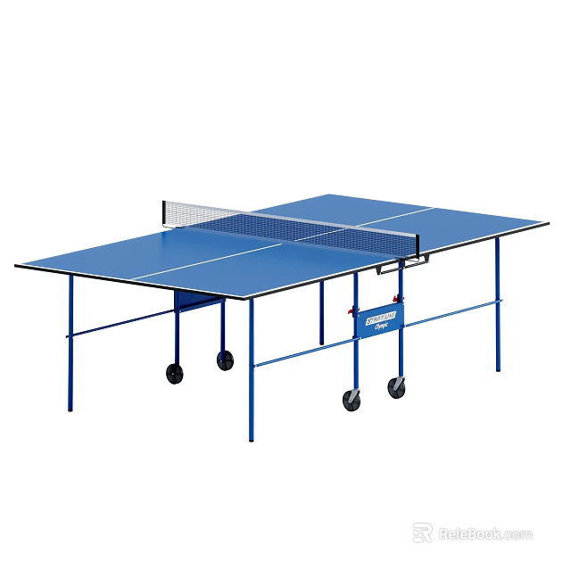 Sports Equipment Portable Blue Ping Pong Table With Wheels And Net 3d model 