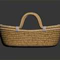 Natural Wicker Household Storage Basket With Two Handles And White Straps