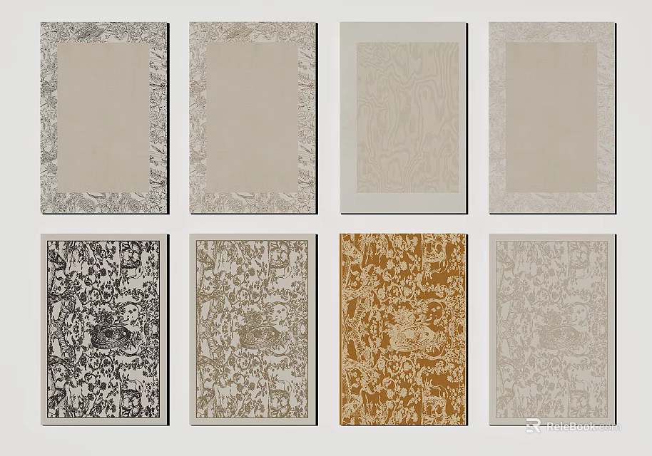 Square Area Rugs with Various Ornate Patterns and Color Options for Home Decor 3d model 