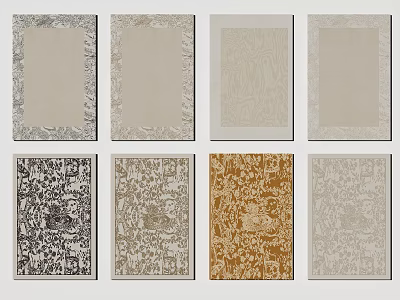 Square Area Rugs with Various Ornate Patterns and Color Options for Home Decor 3d model