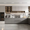 Modern Kitchen Interior Design With Cabinets Built In Appliances And Island Countertop