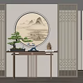 New Chinese-style End View Decorative Entrance Screen 3d model