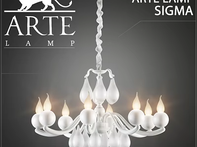 Modern Elegant White Chandelier Featuring Twisted Chain And Teardrop Shaped Lit Bulbs 3d model