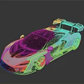 Silver Sleek Supercar With Black Roof Rear Spoiler And Red Alloy Wheels