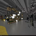Modern Club Lounge Interior With Yellow Benches Open Space And Gray Floor