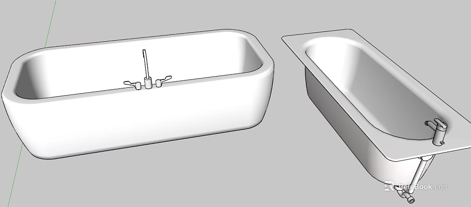 Modern White Ceramic Washbasin Designs Featuring Rectangular And Oval Countertop Styles 3d model 