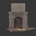 Ancient Stone Structure With Archway And Brick Wall Design Features 3d model