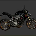 Modern Sporty Motorcycle With Black Body Orange Accents And Sleek Alloy Wheels
