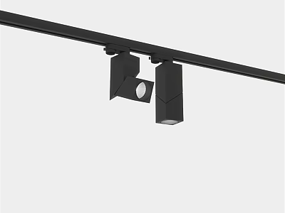 Modern Black Track Mounted Downlights And Spotlights With Sleek Design For Interior Lighting 3d model