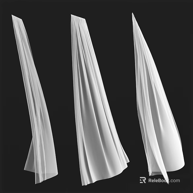 White Flowing Curtains With Lightweight Fabric For Modern Home Window Decoration 3d model 