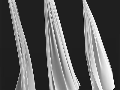 White Flowing Curtains With Lightweight Fabric For Modern Home Window Decoration 3d model