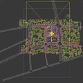 Aerial View Planning of Urban Complex with Buildings Green Spaces and Roads