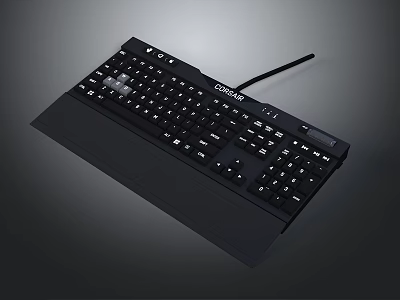 Black Wired Desktop Keyboard with Numeric Keypad and Ergonomic Design for Home Office Use 3d model