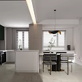 Modern Living Dining Room Interior With Black Chairs White Table Green Plants And Pendant Lamp