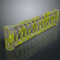 Moss Covered Green Stone Balustrade With Arched Design And Weathered Texture 3d model
