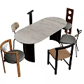 Modern Dining Table And Chair Set With Oval Wooden Top Woven Seats And Black Legs