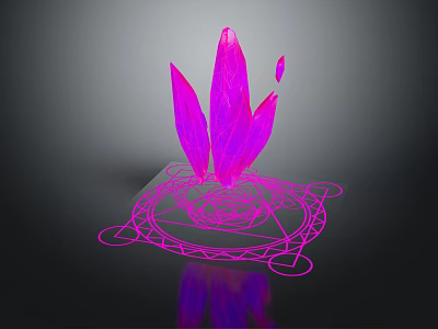 Purple Crystal Petal Shaped Decorative Ornament Set With Geometric Base And Modern Artistic Design 3d model