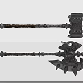 Medieval Fantasy Weapons Ornate Hammer And Spiked Axe With Braided Handles