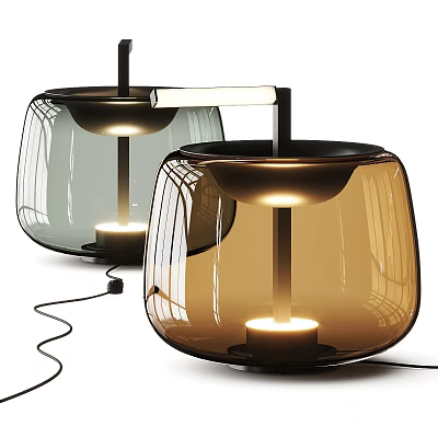 Modern Glass Table Lamps With Round Shade Warm Lighting And Black Base 3d model
