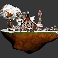 Snow Covered Gingerbread House With Colorful Candies Festive Tree And Small Fence