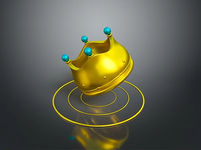 Golden Crown Fashion Accessory With Blue Decorative Balls And Circular Base 3d model