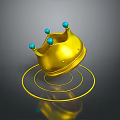 Golden Crown Fashion Accessory With Blue Decorative Balls And Circular Base