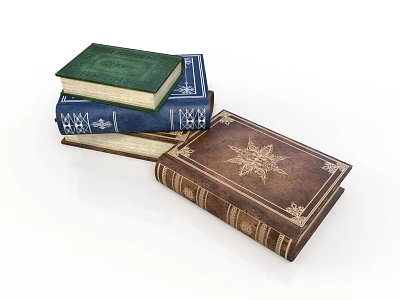 Intricate Sculpture Carving on Vintage Book Covers with Decorative Patterns and Ornate Designs 3d model