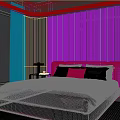 Modern Bedroom Interior Design With Vertical Panel Wall Large Window And Area Rug