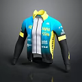 Blue Yellow Black Cycling Jersey With Long Sleeve Zipper Design And TEAM NANA Sponsor Logos
