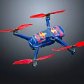 Red Bull Branded Quadcopter Drone With Blue Body And Red Propellers