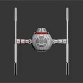 Detailed Futuristic Cosmic Starfighter Model With Angular Wings And Red Fuselage