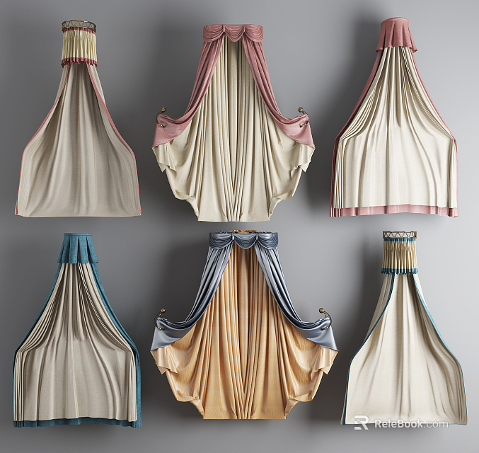Elegant Bed Canopy Styles With Various Colors And Decorative Designs For Bedroom 3d model 