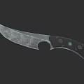 Tactical Hunting Knife Featuring Curved Metal Blade Black Handle And Circular Accents