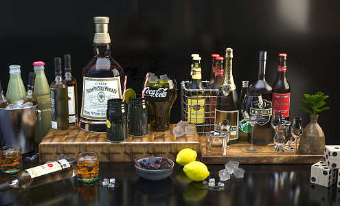 Modern alcoholic drinks 3d model