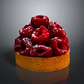 Fresh Raspberry Tart Topped with Juicy Raspberries and Golden Crust
