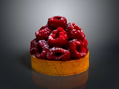Fresh Raspberry Tart Topped with Juicy Raspberries and Golden Crust 3d model