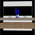 Modern Wooden TV Stand With Flat Screen TV White Vase And Green Plant