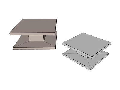 Two Modern Minimalist Coffee Tables With Square Top And Layered Base 3d model
