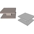 Two Modern Minimalist Coffee Tables With Square Top And Layered Base