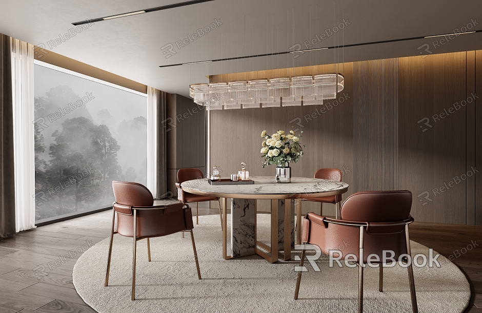 Minotti Miloti Dining Table and Chair Combination model