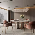 Minotti Miloti Dining Table and Chair Combination 3d model