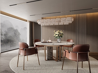 Minotti Miloti Dining Table and Chair Combination 3d model