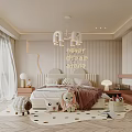 Cozy Kids Room Interior Design With Star Ceiling Bed Stuffed Toys Curtains And Rug