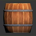 Wooden Barrel Home Storage Container With Metal Hoops And Natural Wood Grain Design