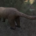 Ancient Reptile Restored Figure In Natural Grassland Woodland Habitat With Open Mouth