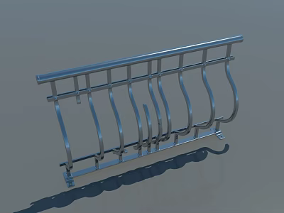 Modern Stainless Steel Railing With Curved Spindles And Sleek Design 3d model