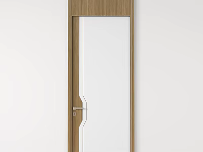 Modern Interior Swing Door with Wooden Frame and Glass Panel Design 3d model