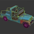 Vintage Blue And Red Truck With Open Cab Rustic Weathered Classic Design