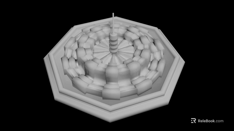 Intricate Octagonal Sculpture With Spiral Center And Geometric Patterns 3d model 