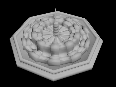 Intricate Octagonal Sculpture With Spiral Center And Geometric Patterns 3d model